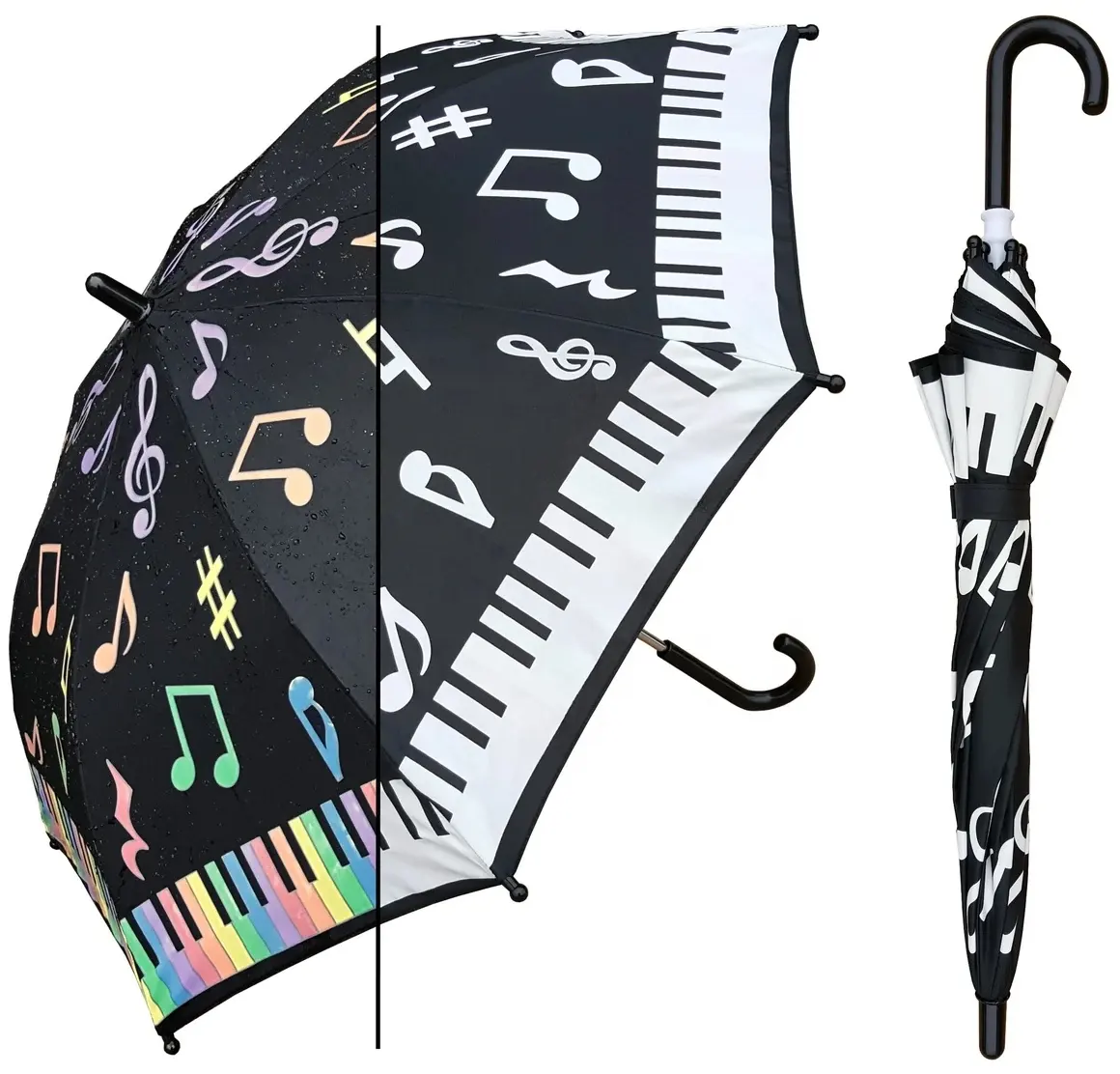 Fashion Decorative Custom Print Music Note Color Change Material Straight Kids Umbrella, Color Change with Sunshine Umbrella