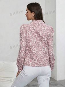 Tela Jacquard de burbujas para hacer camisa de manga de cuello puntiagudo con detalles de Jacquard para mujer - Product Image 4