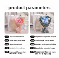 Nouveauté - Cadeau pour la Saint-Valentin, la fête des mères, Noël - Bouquet de roses éternelles préservées faites à la main - Boîte carrée - Longue durée - 3-5 jours
