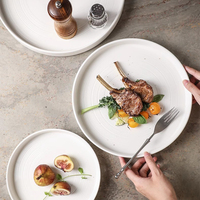 Ensemble de plats à dîner en porcelaine blancs modernes et simples, résistants au four, pour la restauration