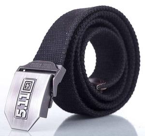 समायोज्य पुरुषों के काले कैनवास वेबबिंग बेल्ट कस्टम कढ़ाई वर्दी बेल्ट - Product Image 1