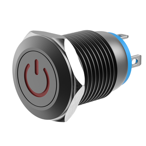 12 mét kim loại <span class=keywords><strong>push</strong></span> <span class=keywords><strong>button</strong></span> chuyển momentary 1NO bị oxy hóa vỏ màu đen với cao/Đầu phẳng 4pins điện LED 6V 24V 220V chạy bộ chuyển đổi - Product Image 1