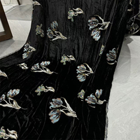 Tissu en velours de polyester tricoté chaîne avec broderie de perles et de sequins, matériau haut de gamme pour vêtements et sacs