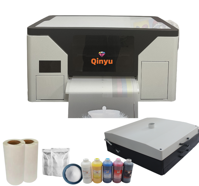 Qinyu XP600 Smart Control Panel 33cm Printing Width Inkjet DTF Printer Waterbased Ink Powder Shaker for T-shirt Printing New