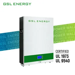 GSL אנרגיה 8500 מחזורים קיר כוח DE 10kwh סוללת אחסון אנרגיה LiFePO4 סולרית ביתית סוללת 48V 200Ah 10Kwh Powerwall