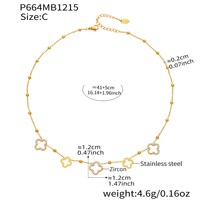 Collier simple à micro-pavés de zircon en forme de fleur à quatre feuilles, plaqué or véritable 18 carats, style bambou empilé, luxe et tendance, pour clavicule