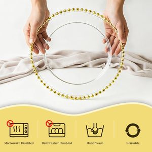 <span class=keywords><strong>Assiette</strong></span> de présentation transparente de 13 pouces pour mariage, avec perles dorées, en plastique, sous-<span class=keywords><strong>assiette</strong></span> en acrylique, pour service de <span class=keywords><strong>table</strong></span> de Noël - Product Image 5