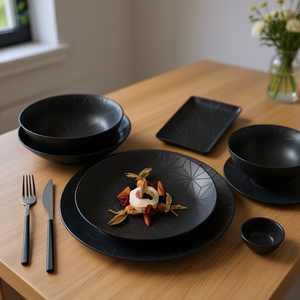 Service de table Fulya, 12 pièces, en céramique, design minimaliste rond, passe au lave-vaisselle, idéal pour les fêtes - Product Image 2