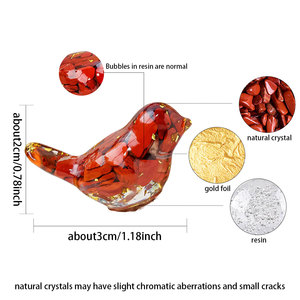 Figura de Pájaro Tallada en Resina con Virutas de Cristal <span class=keywords><strong>Natural</strong></span>, Adorno Animal, Escultura Curativa, Decoración del Hogar, Micro Paisaje, Regalo - Product Image 2