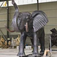 Escultura de Elefante de Bronce de Tamaño Real RELONG, Gran Estatua Decorativa de Elefante de Metal Fundido en Cobre para Jardín