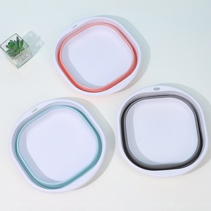 Lavabo Plegable Rectangular de Silicona Gruesa, Portátil, para Viajes, Dormitorios, en Gris, Rosa y Azul - Product Image 3