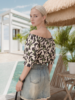 Chemise d'été OEM à fleurs pour femme, coupe ample, manches courtes, imprimé floral, crop top