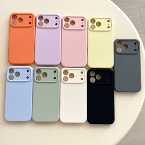 Funda de Silicona Líquida para Teléfono Móvil con Botón Táctil Integrado de Color Sólido para iPhone 17 16 15 Pro Max - Product Image 4