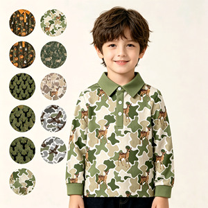 Camiseta Polo de Manga Larga para Niños con Diseño de Camuflaje de Ciervo, Ropa Infantil de Estilo Nuevo - Product Image 1