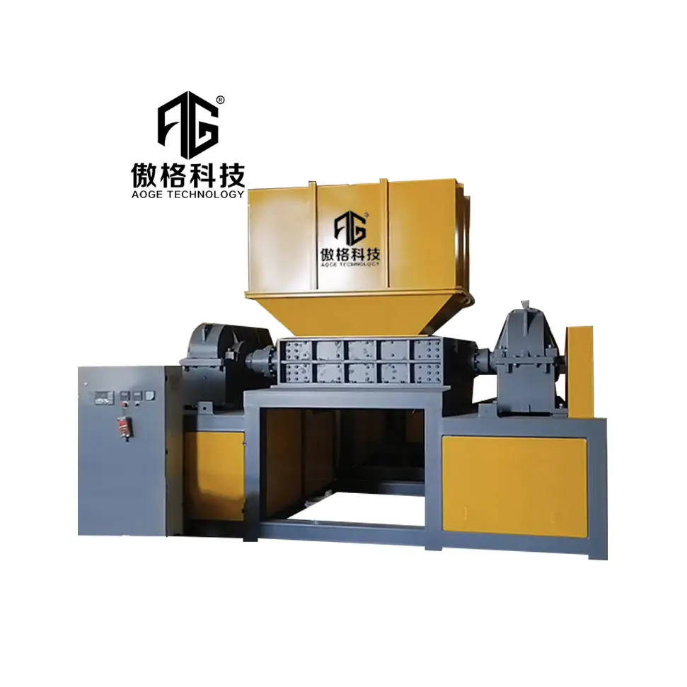 Bọt rác thực phẩm rác xe Lốp Nhựa chai kim loại phế liệu cao su ống lớn hai trục Shredder