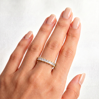 Bague d'éternité en moissanite taille princesse couleur D en argent 925, bagues empilables pour anniversaire et fiançailles, alliances pour femme