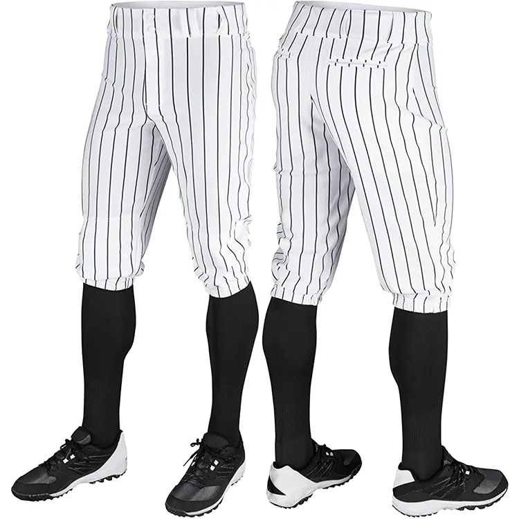 नॉरज्एमएल बेसबॉल पहने काले ऊर्ध्वाधर स्ट्रिप्ड पैंट कस्टम सबलिमिटेड बेसबॉल पैंट