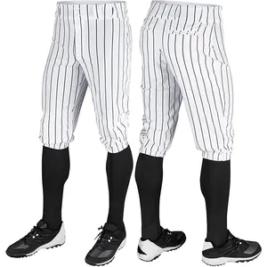 Norzml pakaian bisbol celana bergaris vertikal hitam celana bisbol Sublim kustom celana softball