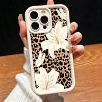 Coque de téléphone portable à imprimé léopard et fleurs pour iPhone 16 15 17 18 Pro Max, coque tendance couleur bonbon, antichoc, coque arrière en TPU