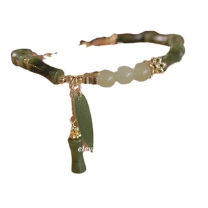 Eleven Jewel Bamboo Shape Hetian Jade Bracelet For Women Gift Jewelry Green Breeze Design - Product Image 3