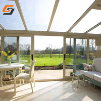 Véranda autoportante au design moderne Maison quatre saisons en verre avec toit plat Cadre en aluminium pour l'extérieur Villa Maison Porte incluse