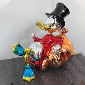Escultura abstracta de pato Donald tumbado, arte de resina moderno con bloques de color para fanáticos y coleccionistas de dibujos animados - Product Image 4