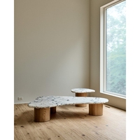 Ensemble de table basse en marbre rouge de design moderne de haute qualité personnalisé Newstar, 2 pièces, meubles de maison en pierre naturelle