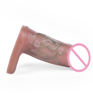 FAAK Funda de silicona realista con diseño de nudo canino, funda grande para pene, extensor y alargador de pene, dildo hueco de extremo abierto, juguetes sexuales para hombres - Product Image 6