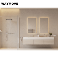 Meuble-lavabo de salle de bain WAYMOVE de style européen moderne en MDF avec miroir LED tactile éclairé, lavabo et toilettes, meuble-lavabo de luxe exclusif