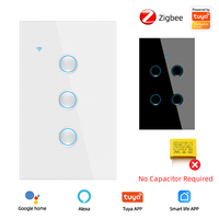 Noir US 1/2/3/4 Gang Tuya interrupteur intelligent lumière Alexa commande vocale tactile verre mur sans fil WiFi électrique interrupteur intelligent zigbee