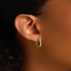 Minimalist Bezel Set Round Brilliant Cut VVS GRA Certified Moissanite 14k Gold Filled <b>Huggie</b> Hoop Earrings for Women Trendy - Product Image 5