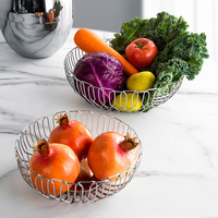 Cesta Redonda de Alambre Metálico Premium, Organizador de Cocina Multiusos Resistente para Almacenar Frutas, Pan, Verduras y Aperitivos
