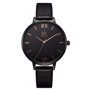 Reloj de cuarzo elegante y sencillo para mujer, esfera con patrón de mármol, correa de cuero, diseño minimalista, informal, con manecillas únicas - Product Image 2