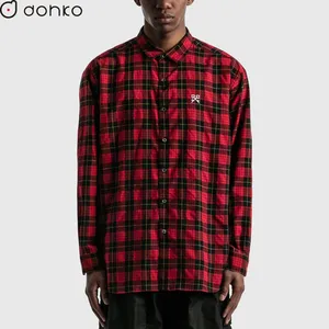 custom long sleeve plaid shirts flannel heavy fabric men shirts