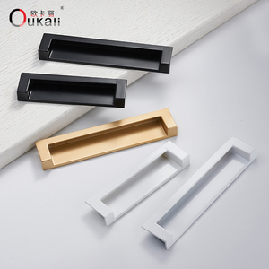Oukali Wholesale Zinc Alloy Modern Luxury Kitchen Cabinet Handles <strong>Matt</strong> Gold <strong>Black</strong> Wardrobe <strong>Door</strong> Drawer Furniture Pull Handle - Product Image 2
