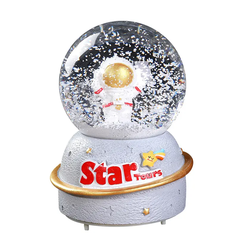 Resin Snow Crystal Ball Music Box Snow flakes Birthday Wedding Gift Christmas Snow Globe Music Box