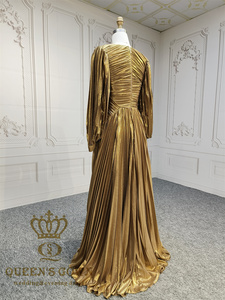 Abito da sera da donna con <span class=keywords><strong>Glitter</strong></span> da donna splendido oro scintillante a trapezi con volant <span class=keywords><strong>maniche</strong></span> <span class=keywords><strong>lunghe</strong></span> taglie forti per la madre sposa - Product Image 5