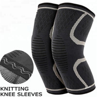Genouillère de Sport Élastique Unisexe Tricotée en 3D avec Fermeture à Boucle et Crochet, Respirante et Légère, pour le Soulagement des Douleurs au Genou lors des Sports de Printemps