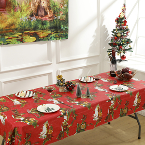 Bán Buôn Quảng Cáo Hình Chữ Nhật In Giáng Sinh Vinyl Khăn Trải Bàn Với Flannel Trở Lại Màu Nude - Product Image 3