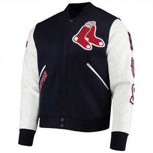 ชุดเบสบอลอเมริกันแบบปรับแต่งได้สำหรับผู้ชาย เสื้อแจ็คเก็ตวาร์ซิตี้บุขนแกะสำหรับฤดูหนาว เสื้อลำลองปักลายพิมพ์พร้อมซิปและกระดุม - Product Image 3