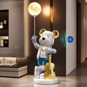 Lampe <span class=keywords><strong>moderne</strong></span> en résine violente ours lune ornements décoratifs pour canapé côté salon hôtel club anniversaire fait à la main - Product Image 1