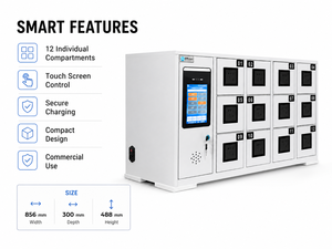 Smartphone Charging Locker <b>With</b> Usb Inside, 12 Door Wall Mounted Station for Lounge, Hotel & Tourist Attraction C-WB263 Space-Sa - Product Image 3