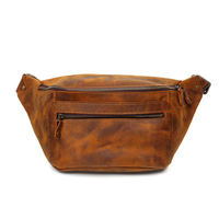 Cuir véritable personnalisé imperméable de voyage en plein air peau de bétail poitrine décontracté hommes sacs fournisseur épaule taille hommes poitrine sac