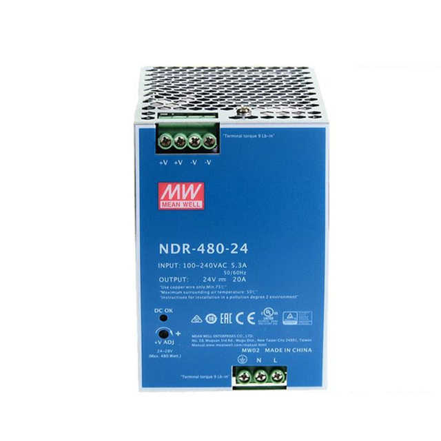 Mean Well NDR-480-24 480W 24V 20A DIN Rail Mount Single Output Industrial Power Supply