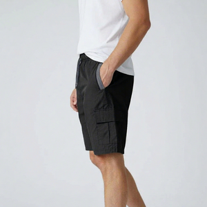 Pantalones Cortos Cargo Negros para Hombre, Cómodos y Holgados, con Bolsillos, de Alta Calidad, Duraderos, 100% Algodón, Ligeros, de Secado Rápido, para Verano - Product Image 1