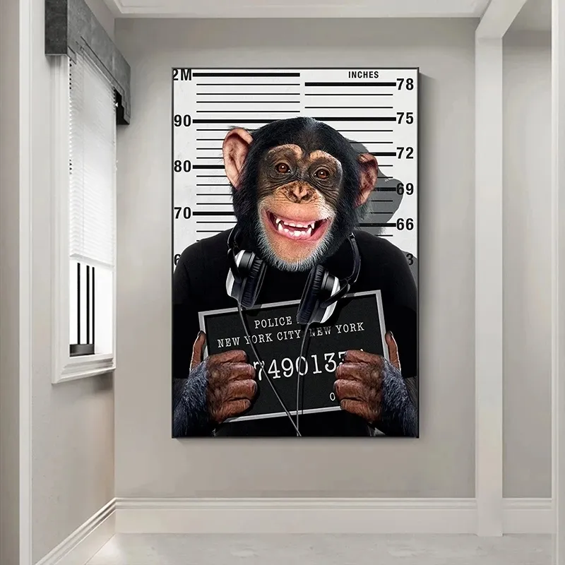 Komik hayvan sanat ceza maymun tuval resimleri duvar sanatı posterler baskılar duvar resimleri için oturma odası ev duvar Cuadros dekor