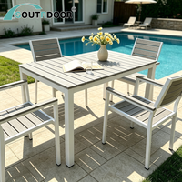 Ensemble de mobilier de jardin moderne en aluminium pour l'extérieur - Table et chaises de salle à manger écologiques résistantes aux intempéries, capacité 4 personnes pour entrepôt