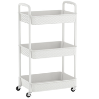 Petit chariot de rangement multicouche transparent et épaissi en plastique, acier inoxydable et acrylique, à 4 niveaux, pour vaisselle de salon