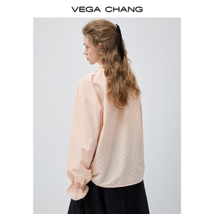 VEGA CHANG <span class=keywords><strong>Camicetta</strong></span> Personalizzata Stile Sweet Girl <span class=keywords><strong>con</strong></span> Colletto Alto e Volant, Nuovo Design <span class=keywords><strong>con</strong></span> Ricamo a <span class=keywords><strong>Cuori</strong></span> e Puntini per Donne - Product Image 5