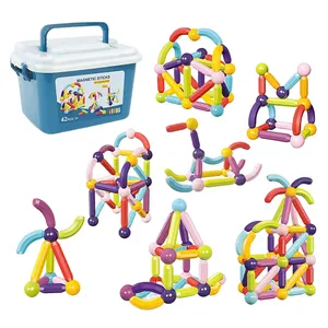 42/66/86PCS Anak-anak Prasekolah Batang Pendidikan Magnet Mainan Set Belajar Sensorik Mainan 3D Puzzle Magnetik Bangunan Tongkat dan Bola